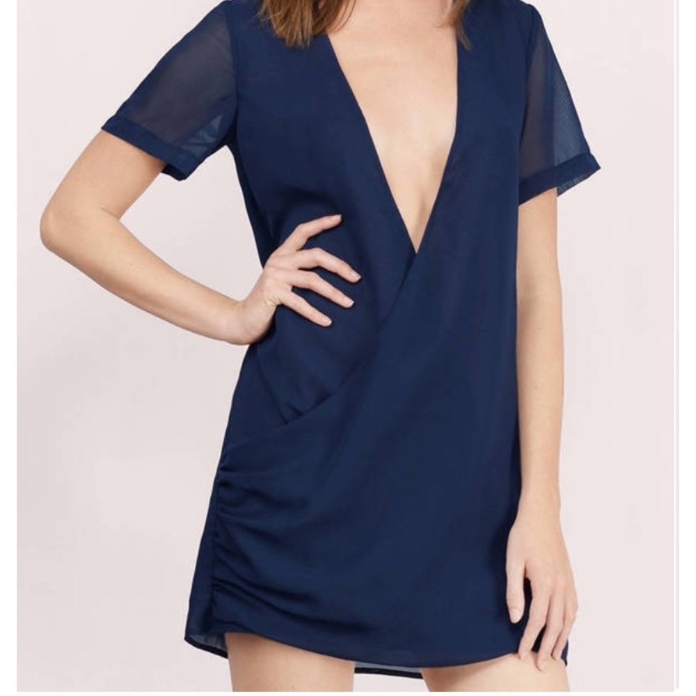 Marisole wrap shift dress navy Tobi